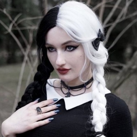 Half Black Half White 22” SPLIT DYE WIG *NEW*